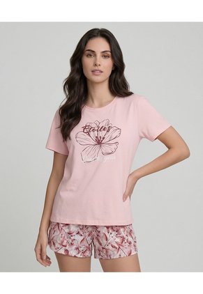 Pijama Short Con Camiseta Manga Corta Para Mujer | St. Even