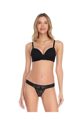 Brasilera Semidescaderada Elástico Plano En Encaje Negro ST Even 46151