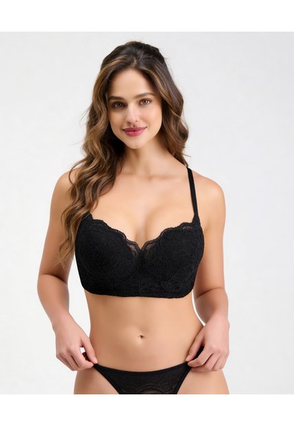 Brasier Doble Realce Con Encaje Y Powernet Negro St. Even