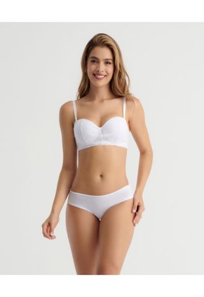 Brasilera Semidescaderada Con Elástico Delgado En Cintura Detalle En Encaje Blanco ST Even 49231