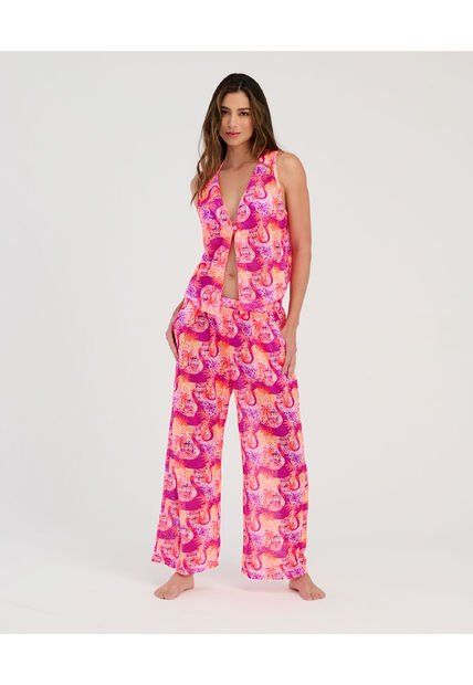 Pantalón Largo Silueta Amplia Estamp Naranja Neon ST Even 99747