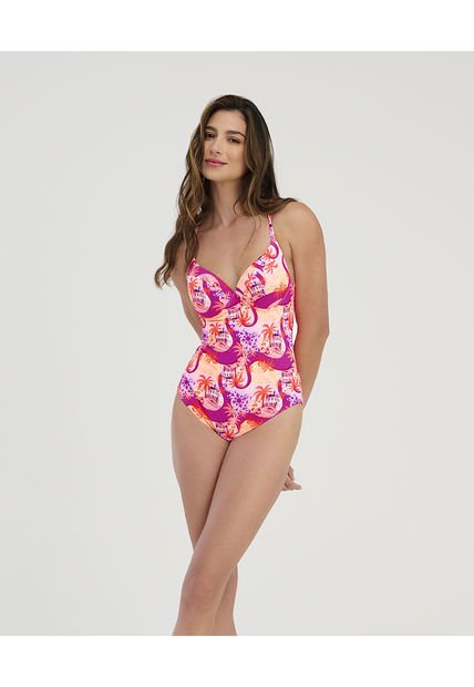 Vestido De Baño Entero Estamp Naranja Neon ST Even 99625