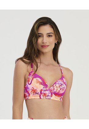 Top De Baño Con Copas Fijas Estamp Naranja Neon ST Even 99620