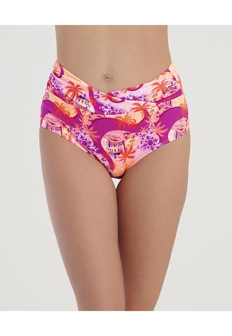Panty De Baño Tipo Cachetero Tiro Alto Estamp Naranja Neon ST Even 99624 St Even