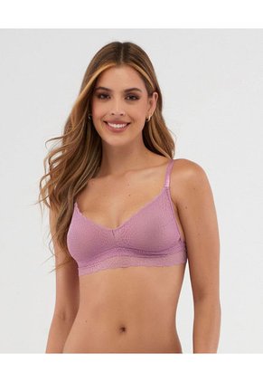 Bralette Triangular En Encaje Elástico En Base Morado ST Even 49256
