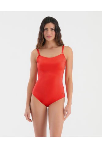 Vestido De Baño Entero Con Copas Fijas Control Suave De Abdomen Naranja Ibis ST Even 99795 St Even