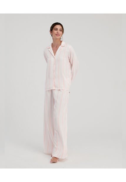 Pijama De Pantalón Manga Larga Con Botones Mandarina ST Even 18628