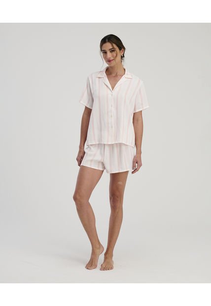 Pijama De Short Manga Corta Con Botones Mandarina ST Even 18624