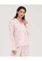 Pijama De Pantalón Manga Larga Con Botones Estampado Rosado ST Even 18648 de St Even