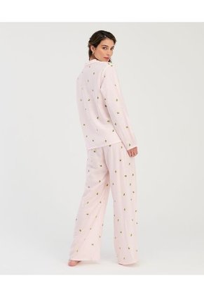 Pijama De Pantalón Manga Larga Con Botones Estampado Rosado ST Even 18648