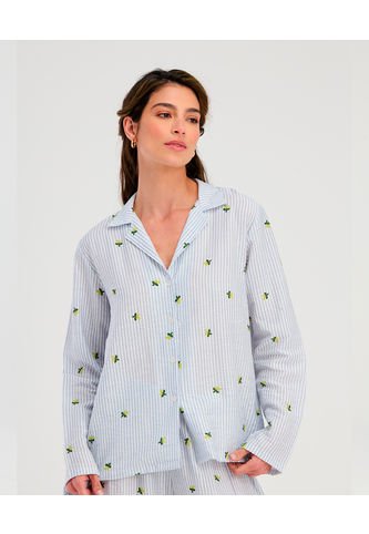 Pijama De Pantalón Manga Larga Con Botones Estampado Azul ST Even 18648 St Even