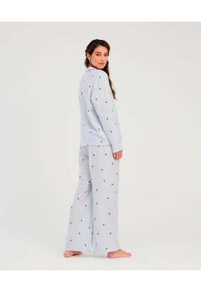 Pijama De Pantalón Manga Larga Con Botones Estampado Azul ST Even 18648