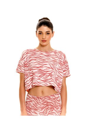 Camiseta De Pijama Cuello Redondo Silueta Suelta Rosado ST Even 17643