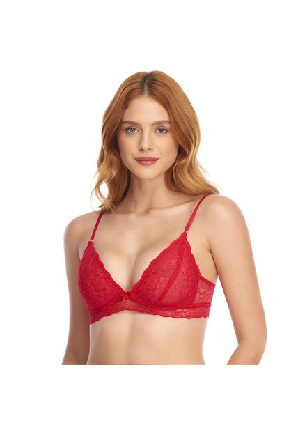 Bralette Tipo Top Silueta Triangular En Encaje Rojo ST Even 46156