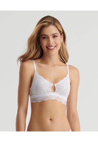 Bralette Realce Natural Silueta Triangular Detale Con Argolla Escote En El Centro Blanco ST Even 49346 St Even