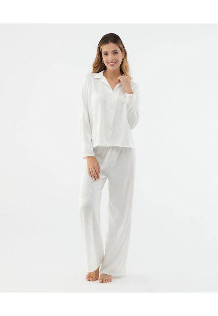 Pijama Pantalon Con Botones Elegante Marfil ST Even 18508