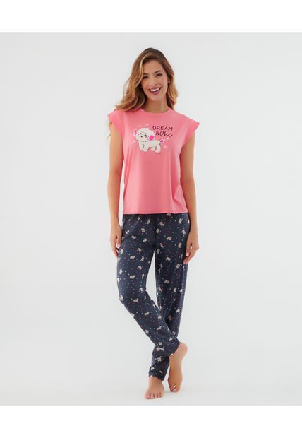 Pijama Camiseta Silueta Semiajustada Cuello Redondo Estampado ST Even 18558