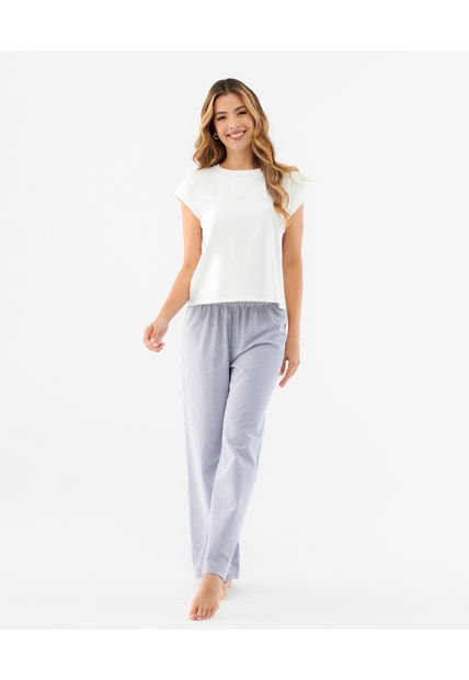 Pijama Camiseta Silueta Semiajustada Cuello Redondo Estampado Azul ST Even 18528