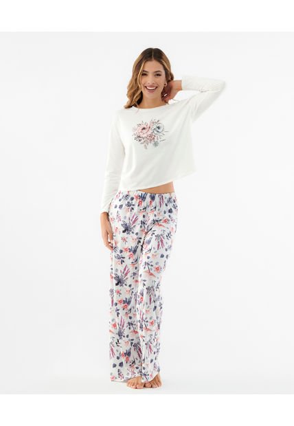 Pijama Manga Larga Cuello Redondo Pantalón Semiajustado Estampado ST Even 18518