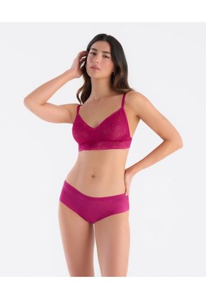 Bralette Triangular En Encaje Elástico En Base Fucsia ST Even 49256