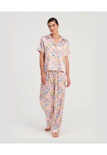 Pijama Pantalón Camisa Manga Corta De Botones Estampado Rosado St Even 18708