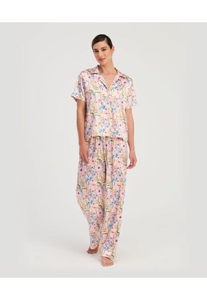 Pijama Pantalón Camisa Manga Corta De Botones Estampado Rosado St Even 18708