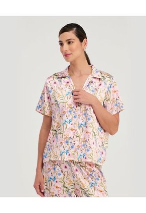 Pijama Pantalón Camisa Manga Corta De Botones Estampado Rosado St Even 18708