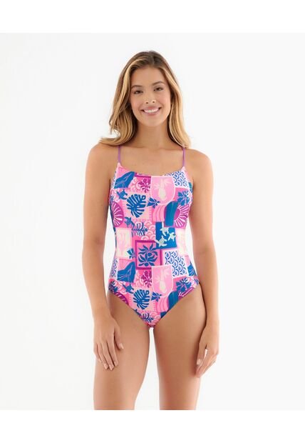 Vestido De Baño Entero Doble Paz Tiras Ajustables Estampado St Even 99575