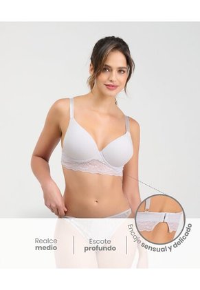 Brasier Realce Medio Escote Profundo Gris St Even 49570