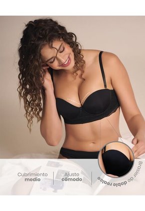 Brasier Extra Realce Encaje En La Base Negro St Even 49560