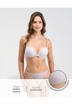 Brasier Extra Realce Encaje En La Base Gris St Even 49550