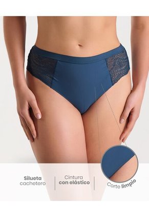 Cachetero Laterales En Encaje Azul Noche ST Even 49604