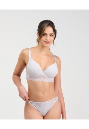 Panty Semidescaderado Con Detalles En Encaje Gris St Even 49572