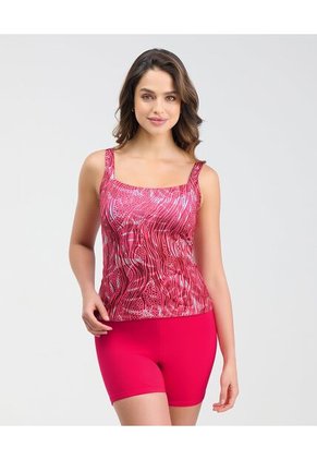 Vestido De Baño Tankini Copas Fijas Suaves Estampado Fucsia St Even 99916