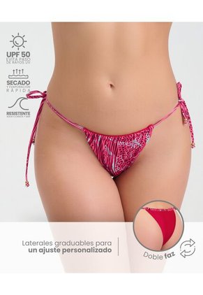 Panty De Baño Doble Faz Ajuste Graduable Lateral Estampado Fucsia St Even 99932