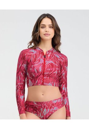 Camibuso De Baño Con Cierre Frontal Estampado Fucsia St Even  99953