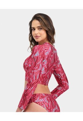 Camibuso De Baño Con Cierre Frontal Estampado Fucsia St Even  99953