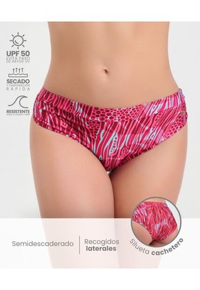 Panty De Baño Tiro Medio Estampado Fucsia St Even  99954