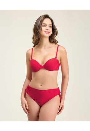 Panty De Baño Tiro Alto Recogido Lateral Rojo St Even  99942