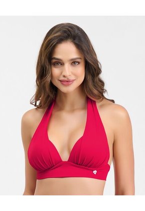 Top De Baño Tipo Healter Con Copas Anudado En Cuello Rojo St Even  99948