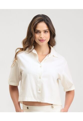 Camisa De Botones Silueta Amplia Manga Corta Marfil St Even 99957 St Even