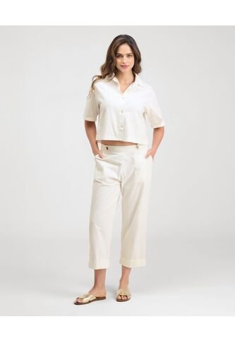 Pantalón Silueta Clásica Tiro Alto Bota Recta Marfil St Even 99967 St Even