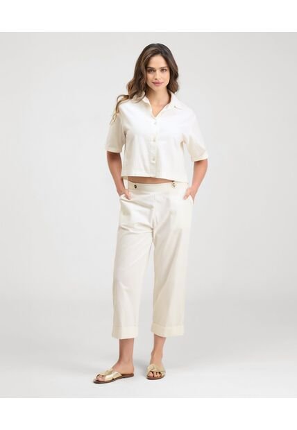 Pantalón Silueta Clásica Tiro Alto Bota Recta Marfil St Even 99967