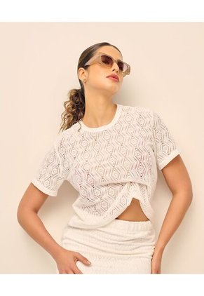 Camiseta De Malla Cuello Redondo Manga Corta Marfil St Even 99877