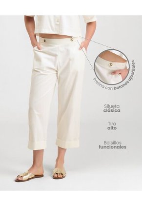 Pantalón Silueta Clásica Tiro Alto Bota Recta Marfil St Even 99967