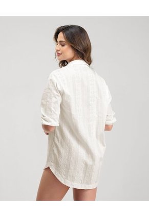 Camisa De Botones Silueta Amplia Manga 3/4 Marfil St Even  99907