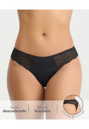 Brasilera Semidescaderada Con Elastico En Cintura Detalles En Encaje Negro St Even 49641