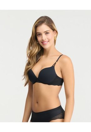 Brasier Realce Medio Escote Profundo Cargaderas Ajustables Negro St Even 49690