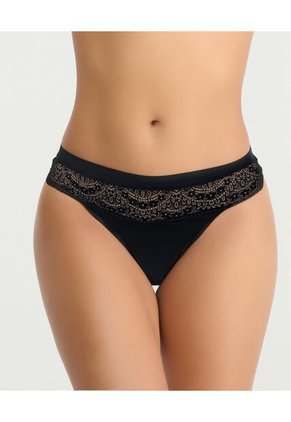 Brasilera Semidescaderada Elástico En Cintura Negro St Even  49681