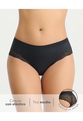 Panty Tiro Medio Detalles En Encaje Negro St Even 49692